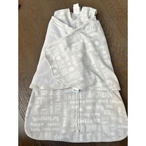 HALO Sleepsack Swaddle Wearable Blanket Baby Grey White Words TOG 3.5 size NB